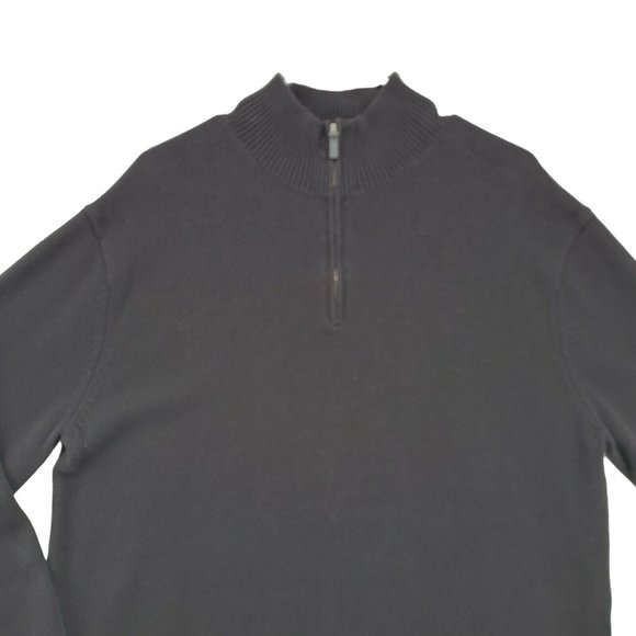 Perry Ellis Sweater Men's Long Sleeve 1/4 Zip Mock Neck Pullover Black XL - Picture 2 of 10